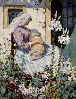 illustration femme allaitant son enfant : Les lys blancs, Georges Hitchcock